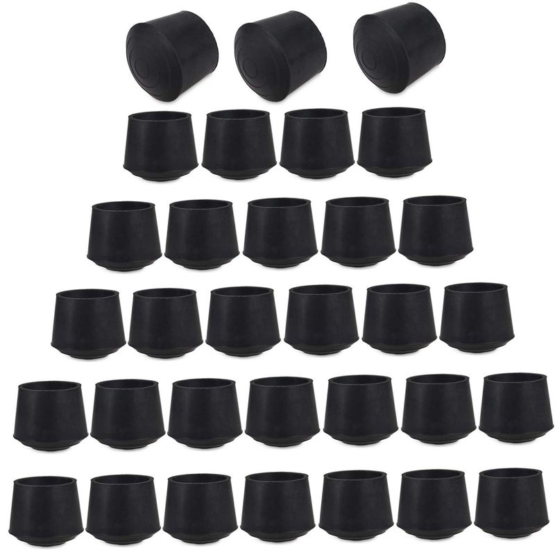 CertBuy 32 PCS 7/8 inch Round Chair Leg Tips Caps, CBTONE Anti-Slip Black Rubber Table Feet Covers Chair Leg Protectors - Image 1